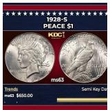 1928-s Peace Dollar $1 Grades ms63