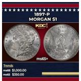 1897-p Morgan Dollar $1 Grades ms65+