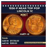1936-p Lincoln Cent Near Top Pop 1c ms67+ rd SEGS