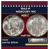 1942-p Mercury Dime 10c ms67 fsb SEGS