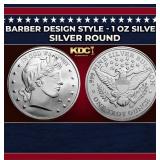 Barber Design Style - 1 oz Silver Round Round