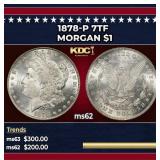 1878-p 7tf Morgan Dollar $1 Grades ms62