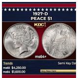 1927-d Peace Dollar $1 ms64+ SEGS