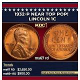 1932-p Lincoln Cent Near Top Pop! 1c ms67 rd SEGS
