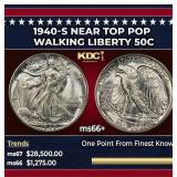 1940-s Walking Liberty Half Dollar Near Top Pop 50