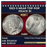 1923-s Peace Dollar Near Top Pop $1 ms65+ SEGS