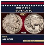 1913-p Ty II Buffalo Nickel 5c Grades ms65