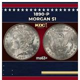 1890-p Morgan Dollar $1 Grades ms63+