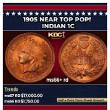 1905 Indian Cent Near Top Pop! 1c ms66+ rd SEGS