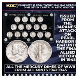 Complete 15 Coin "WWII" 1941-1945 Mercury Dime P,D