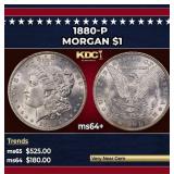 1880-p Morgan Dollar $1 Grades ms64+