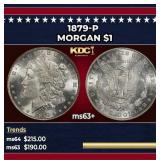 1879-p Morgan Dollar $1 Grades ms63+