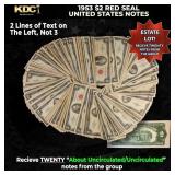 20x 1953 $2 Red Seal United States Note Grades AU/