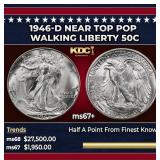 1946-d Walking Liberty Half Dollar Near Top Pop 50
