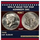 1974-p Kennedy Half Dollar Near Top Pop 50c ms67 S
