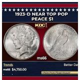 1923-d Peace Dollar Near Top Pop $1 ms66 SEGS