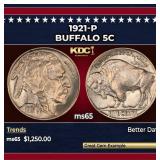 1921-p Buffalo Nickel 5c ms65 SEGS