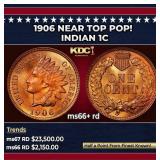 1906 Indian Cent Near Top Pop! 1c ms66+ rd SEGS