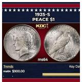 1925-s Peace Dollar $1 Grades ms64