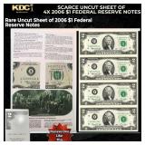 Scarce Uncut Sheet of 4x 1976 $2 Bicentennial Fede