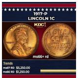 1917-p Lincoln Cent 1c ms66+ rd SEGS