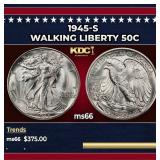 1945-s Walking Liberty Half Dollar 50c Grades ms66