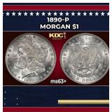 1890-p Morgan Dollar $1 Grades ms63+