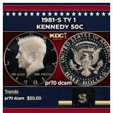 1981-s Ty 1 Proof Kennedy Half Dollar 50c pr70 dca