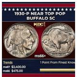1930-p Buffalo Nickel Near Top Pop 5c ms66+ SEGS