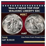 1944-p Walking Liberty Half Dollar Near Top Pop 50