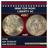 1898 Liberty Nickel TOP POP! 5c ms67 SEGS