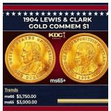 1904 Lewis & Clark Gold Commem Dollar 1 ms65+ SEGS
