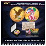 2025 24k Gold Gilded & Colorized 1oz American Silv
