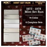 1973-1978 Mint Set Run 74 Coins 6 Complete Sets Co