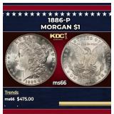 1886-p Morgan Dollar $1 Grades ms66