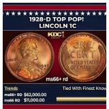1928-d Lincoln Cent TOP POP! 1c ms66+ rd SEGS