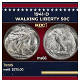 1941-d Walking Liberty Half Dollar 50c Grades ms66