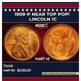 1909-p Lincoln Cent Near Top Pop! 1c ms67 rd SEGS