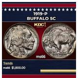 1919-p Buffalo Nickel 5c ms66 SEGS