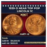 1939-d Lincoln Cent Near Top Pop 1c ms67+ rd SEGS