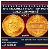 1916 McKinley Gold Commem Dollar Near Top Pop! 1 m