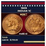 1909 Indian Cent 1c ms66 rd SEGS