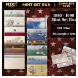 1980-1999 2 Decades Mint Set Run - 224 Coins, 18 C