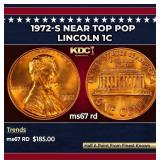 1972-s Lincoln Cent Near Top Pop 1c ms67 rd SEGS
