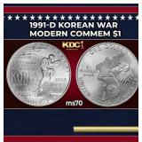 1991-d Korean War Modern Commem Dollar $1 ms70 SEG