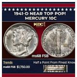 1941-d Mercury Dime Near Top Pop! 10c ms68 FSB SEG