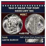 1941-p Mercury Dime Near Top Pop! 10c ms68 FSB SEG