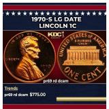 1970-s Lg Date Proof Lincoln Cent 1c pr69 rd dcam