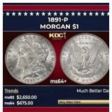 1891-p Morgan Dollar $1 ms64+ SEGS
