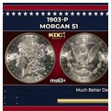 1903-p Morgan Dollar $1 Grades ms63+